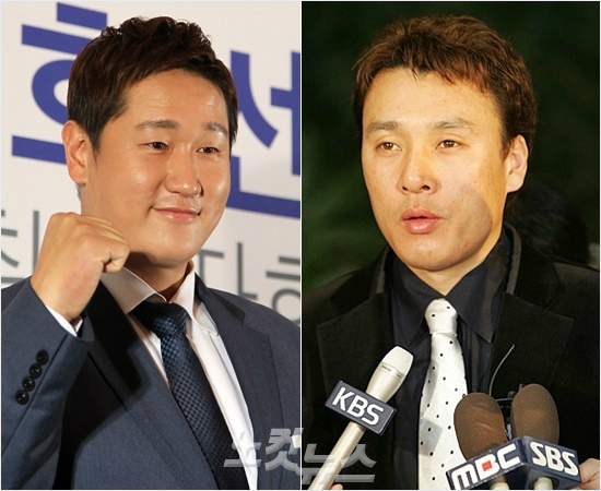 '승엽이형,꼭성공할게요'미국시애틀과계약한이대호(왼쪽)는빅리그입성에성공해도플래툰시스템이라는난관을극복해야메이저리거로입지를굳힐수있다.지난2004년일본지바롯데에서같은상황에처했던이승엽은이를이겨내고일본최고타자로설수있었다.(자료사진=황진환기자)