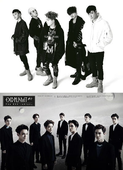 빅뱅(위),엑소(사진=YG/SM엔터테인먼트제공)