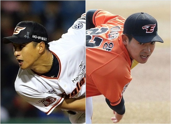 재활조에서탈출한한화윤규진(왼쪽)과이태양.(사진=한화이글스제공)