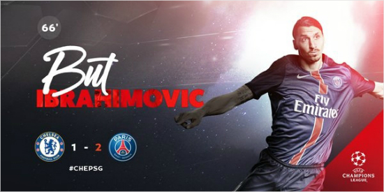 파리생제르맹의간판골잡이즐라탄이브라히모비치는거스히딩크감독부임후리그12경기무패행진을달리던첼시를챔피언스리그에서만2연패에내몰고소속팀의8강진출을이끌었다.(자료사진=PSG공식트위터)