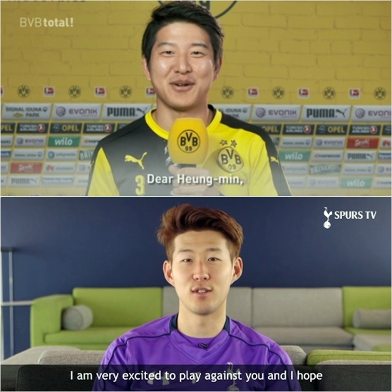 한국축구대표팀의동료인박주호(위)와손흥민(아래)은2015~2016유럽축구연맹유로파리그16강맞대결을앞두고각자소속팀의공식SNS를통해'코리안더비'의성사를기대했다.(자료사진=도르트문트,토트넘공식트위터)