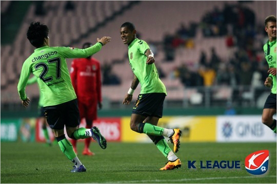 빈즈엉을상대로결승골을터뜨린로페즈.(사진=한국프로축구연맹제공)