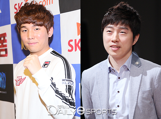 박령우(왼쪽)를 프로게이머로 발굴하고 SK텔레콤으로 영입한 임요환.
