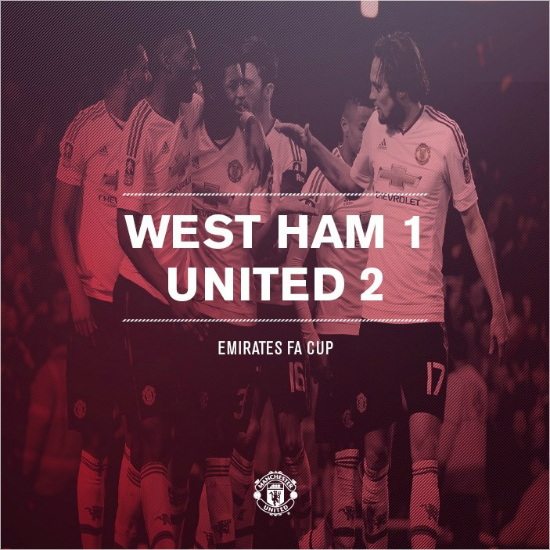 맨체스터유나이티드는재경기끝에웨스트햄을꺾고2010~2011시즌이후5년만에FA컵4강에진출했다.(자료사진=맨체스터유나이티드공식페이스북갈무리)