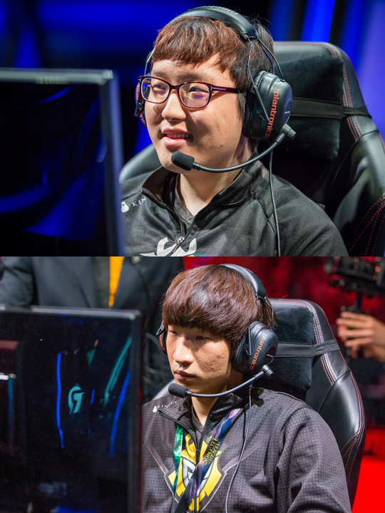 G2 e스포츠의 '트릭' 김강윤(위)과 '엠퍼러' 김진현.