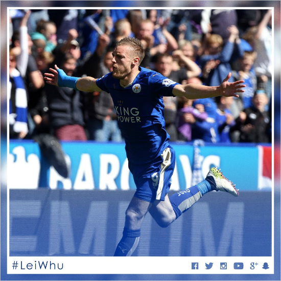 지난웨스트햄전에서경고누적으로퇴장당한레스터시티의공격수제이미바디는당시주심을향한과격한행동과언행으로추가징계를받게됐다.(자료사진=레스터시티공식트위터갈무리)