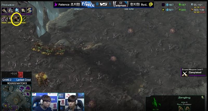 군단숙주 6기를 생산하면서 작전을 이어간 한지원(사진=네이버 영상 캡처).