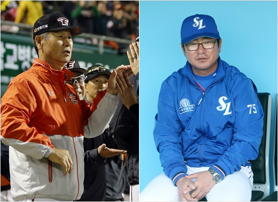 '반등의야신과위기의야통'한화김성근감독은시즌초반부터리더십에대한거센비난을받았으나최근3연승등반등의계기를마련한반면류중일삼성감독은지난시즌격변기와올시즌잇딴부상등으로고전을면치못하고있다.(자료사진=한화,삼성)