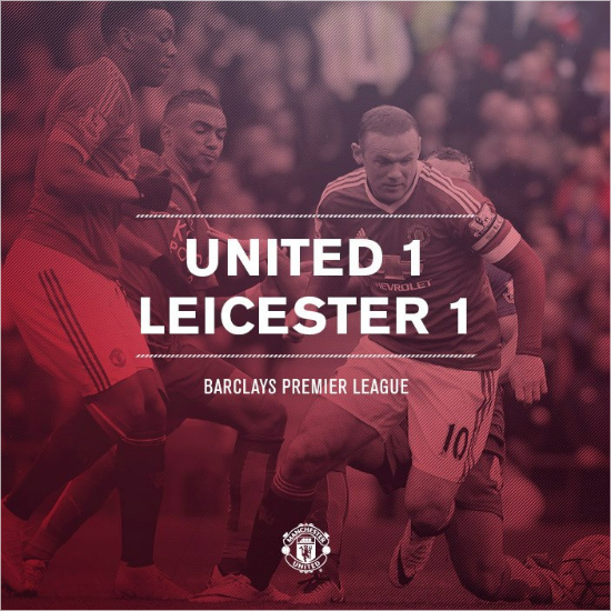 맨체스터유나이티드는레스터시티와36라운드홈경기에서1-1무승부를거두며올드트래포드에서의우승확정을저지했다.(사진=맨체스터유나이티드공식페이스북갈무리)