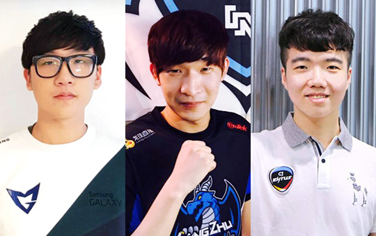 (왼쪽부터)삼성 박재혁, 롱주 김진현, CJ 강민승.