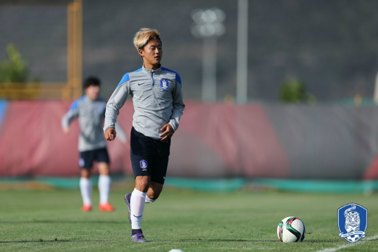 18세이하축구대표팀에소집된이승우가25일경기도파주NFC에서열린훈련에참석했다.(사진=대한축구협회제공)