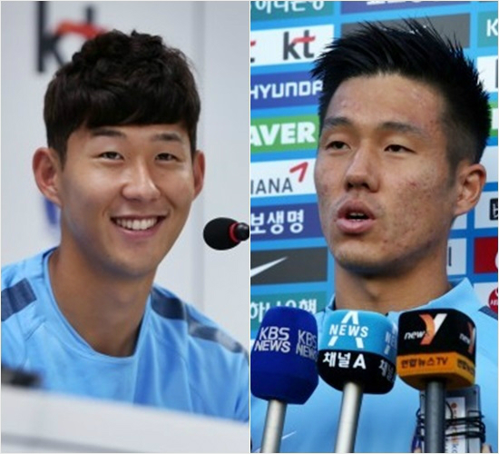 축구대표팀의유럽2연전을통해손흥민과석현준(왼쪽부터)은엇갈린활약을선보였다.(사진=대한축구협회제공)