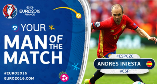 체코전MOM안드레스이니에스타.(사진=UEFA홈페이지)