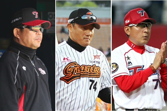'역전패로묶이다니…'엘롯기(LG·롯데·기아)가14일치러진'2016타이어뱅크KBO리그'에서나란히경기막판역전패를당하는수모를겪었다.(왼쪽부터)LG양상문감독,롯데조원우감독,KIA김기태감닥.(사진=LG,롯데,KIA구단제공)