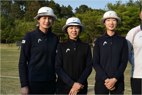 여자양궁대표팀의기보배(왼쪽부터),장혜진,최미선.(사진=대한양궁협회제공)