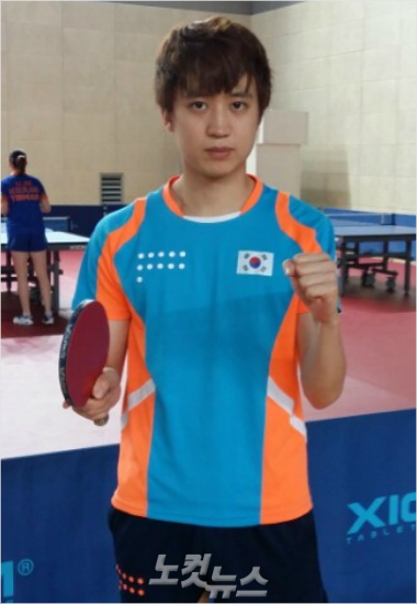 '쎄게보여야죠'탁구남자국가대표정영식이24일코리아오픈국제탁구대회단식32강전에서승리한뒤다부진표정으로리우올림픽선전을다짐하고있다.(인천=노컷뉴스)