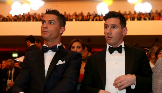 크리스티아누호날두(왼쪽)와리오넬메시.(사진=ESPN영상캡처)