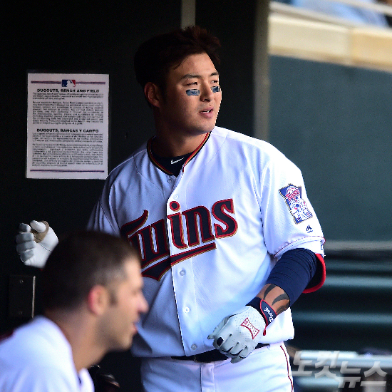 '이게아닌데…'메이저리그미네소타박병호가2일(한국시각)마이너리그행을통보받았다.(사진=노컷뉴스DB)