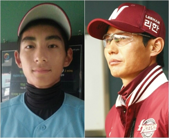'1군무대는아직…'넥센히어로즈의염경엽감독이2017신인1차지명으로넥센의유니폼을입은이정후(왼쪽)에1군무대는시기상조라는생각을밝혔다.(사진=넥센제공)