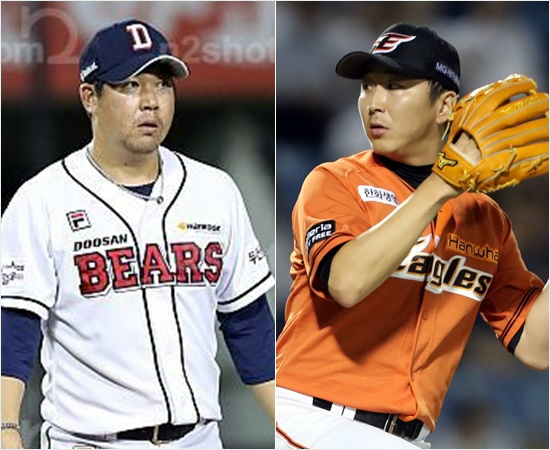 '그마음마무리들은안다'두산이현승(왼쪽)이9일KIA와홈경기에서9회김호령에게동점2점홈런을내준뒤허탈한표정을짓는모습과역시9일삼성과홈경기에서8회3점차리드를지키지못한한화정우람.(사진=두산,한화)