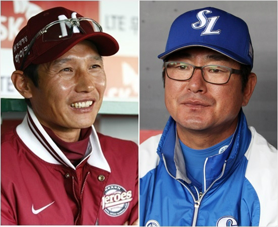 '상반된표정의염갈량과야통'넥센은시즌전약체라는평가를무색하게만들며전반기를3위로마쳤고,삼성은우승후보라는예상을깨며역대최저인9위로후반기를맞게됐다.사진은넥센염경엽(왼쪽),삼성류중일감독.(자료사진=넥센,삼성)