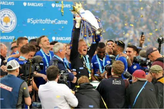 2015-2016시즌프리미어리그정상에오른레스터시티.(사진=ESPN영상캡처)