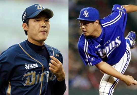 ▲NC이태양(왼쪽),삼성안지만.사진=NC.삼성구단제공