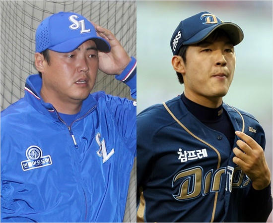 각각불법도박사이트개설연루와승부조작혐의로검찰의수사를받은삼성안지만(왼쪽)과NC이태양.(자료사진=삼성,NC)