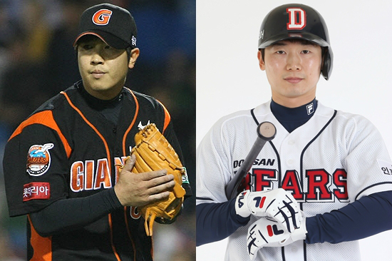 '후반기첫트레이드'롯데자이언츠는23일투수김성배(왼쪽)을두산에내주고김동한을영입하는1대1트레이드를단행했다.(사진=롯데,두산제공)