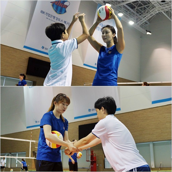 V-리그여자부IBK기업은행은구단체육관에서전국장애인학생체육대회에출전했던지적장애아동들을대상으로희망나눔배구교실을열었다.(사진=IBK기업은행알토스제공)