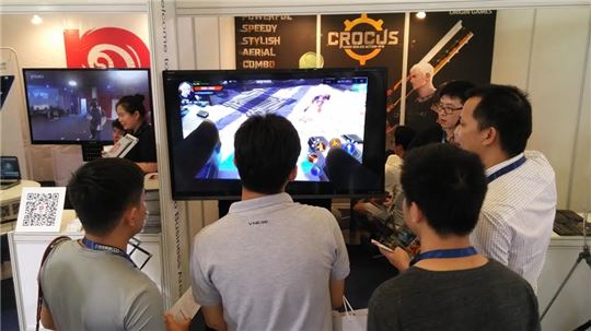 크로커스 공개와 수출 상담이 진행된 오리진게임즈 부스