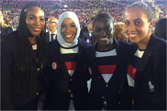 미국최초로히잡을쓰고올림픽에출전한이브티하즈무하마드.(사진=이브티하즈무하마드트위터)