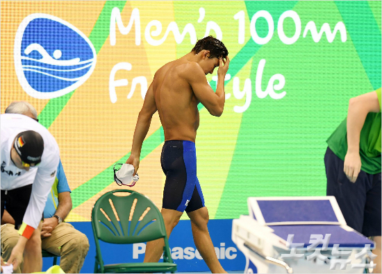 박태환은리우올림픽수영남자자우형100m에서전체59명의출전선수가운데32위로준결승진출에실패했다.(올림픽사진공동취재단)