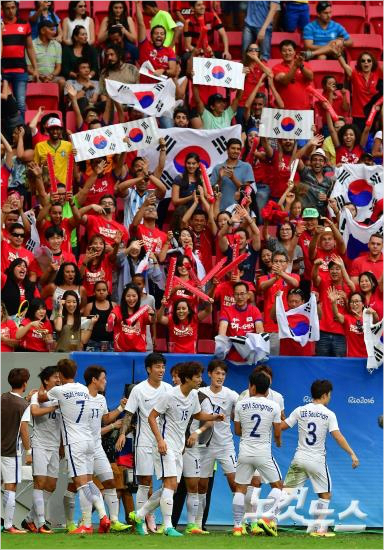 권창훈의결승골로멕시코를1-0으로꺾은'신태용호'는C조1위로8강에진출해D조2위온두라스와준결승진출을다툰다.(올림픽사진공동취재단)