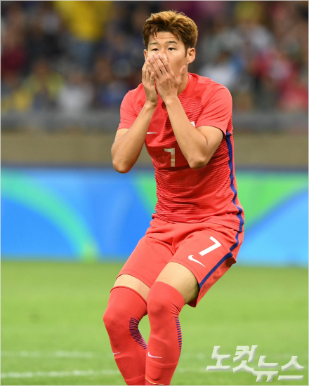 와일드카드로올림픽축구대표팀에합류한손흥민은2014브라질월드컵에이어2016리우올림픽에서도목표했던성적을이루지못하는아쉬움을맛봤다.(올림픽사진공동취재단)