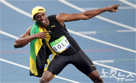 3연속올림픽3관왕을노리는자메이카의'인간탄환'우사인볼트는가뿐하게100m에서금메달을목에건데이어200m도여유를부리며준결승까지진출했다.(올림픽사진공동취재단)