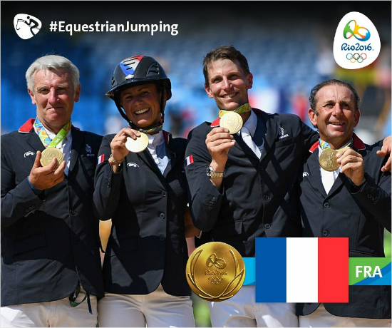 프랑스승마점핑대표팀.맨오른쪽이필리페로지어다.(사진=리우올림픽트위터)