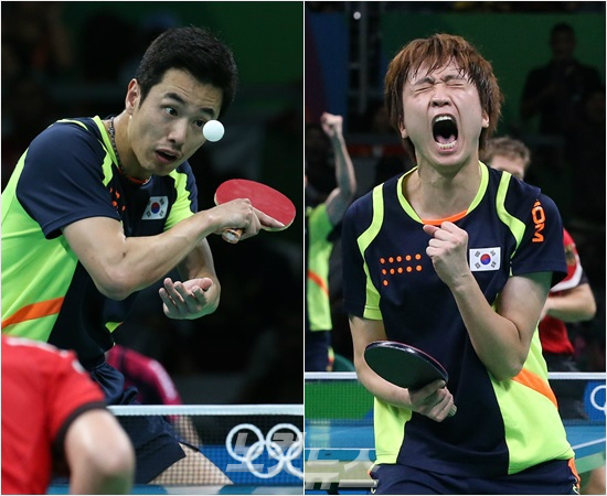 18일(한국시각)리우데자네이루에서자신의마지막올림픽경기를치른주세혁(왼쪽)과첫올림픽을아쉽게마무리한차세대에이스정영식.(리우=올림픽사진공동취재단)