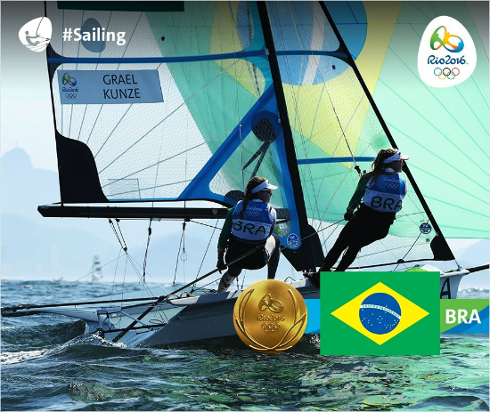 여자요트49erFX금메달을딴브라질.(사진=리우올림픽트위터)