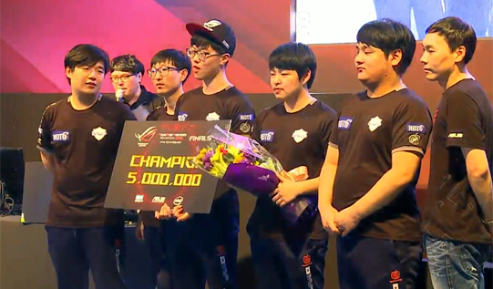 ASUS ROG 한국대표 선발전 우승을 차지한 MVP 프로젝트.(사진=나이스게임TV 중계 캡처)