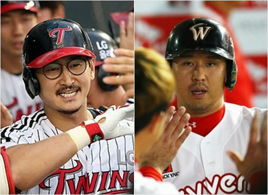 '나란히뜨거웠지만'8월LG와SK의타선을이끌고있는박용택(왼쪽)과최정.그러나LG는8월최고승률을달리며SK를제치고5위로뛰어올랐다.(자료사진=LG,SK)