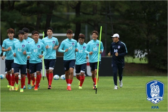 중국전에나설한국축구대표팀.(사진=대한축구협회제공)