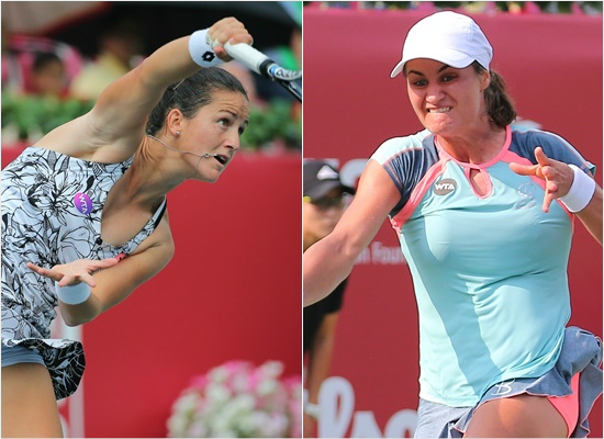 25일WTA투어코리아오픈2016여자단식결승에서맞붙는라라아루아바레나(왼쪽)와모니카니쿨레스쿠.(사진=대한테니스협회)