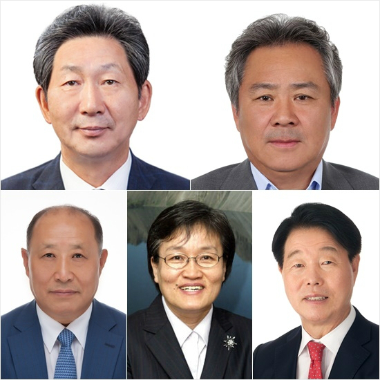 '한국스포츠대통령은누구?'오는10월5일제40대대한체육회장선거에나설장호성단국대총장(왼쪽위부터시계방향),이기흥전체육회수석부회장,장정수전볼리비아올림픽위원회스포츠대사,이에리사전국회의원,전병관경희대교수.(자료사진=대한체육회)