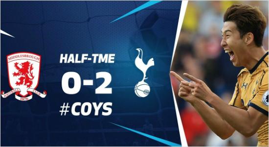 미들즈브러전에서골을넣은손흥민.(사진=토트넘훗스퍼트위터)