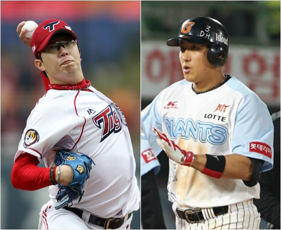 '트로피는없어도'KIA에이스양현종(왼쪽)과롯데4번타자황재균은올해KBO가시상하는타이틀을차지하지는못했지만비시상부문에서값진1위에오르며팀공헌도를확인했다.(자료사진=KIA,롯데)