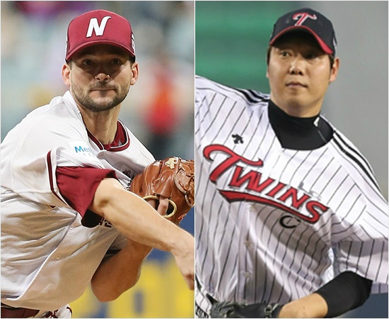 '2014년4차전기억떠올리느냐,떨쳐내느냐'17일준플레이오프4차전에서선발투수의중책을안고등판하는넥센스캇맥그레거(왼쪽)와LG류제국.(자료사진=넥센,LG)