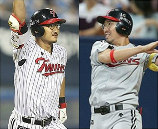 '아직우리가해줘야할일이남았다'올시즌성공적인세대교체를이룬LG는박용택(왼쪽)과정성훈,두고참선수가가을야구에중심을잡아줘야우승의비원을이룰수있다.(자료사진=LG)