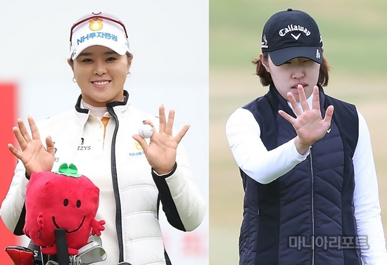 1라운드의조윤지(왼쪽)와이지현.인천=박태성기자