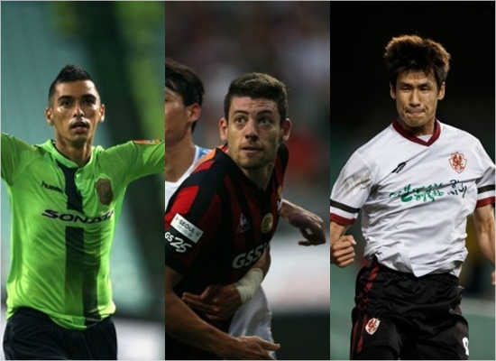 MVP후보로선정된전북레오나르도(왼쪽부터),서울오스마르,광주정조국.(사진=한국프로축구연맹제공)